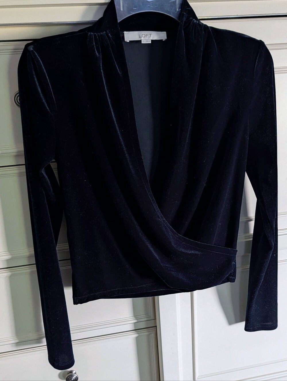 LOFT Dark Forest Green Velvet Long Sleeve